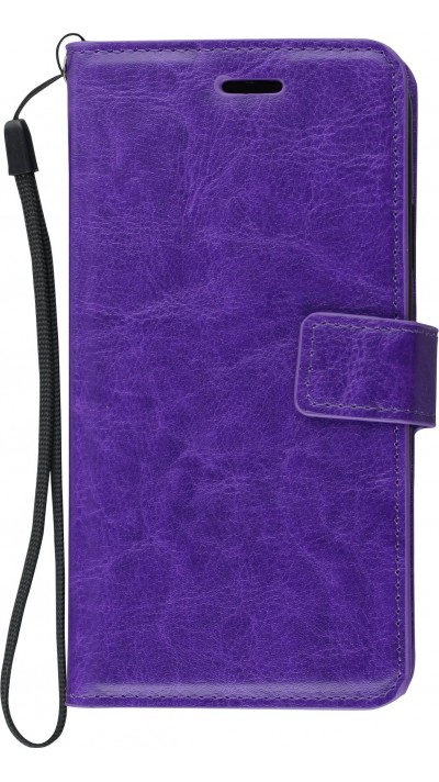 Coque iPhone XR - Premium Flip cuir lisse porte-cartes - Violet