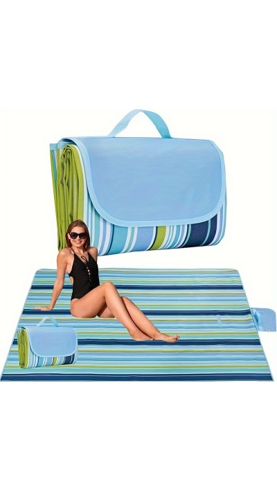 Extra-große tragbare wasserdichte Picknickdecke sandabweisend für Camping, Strand und Park (200 x 200 cm)