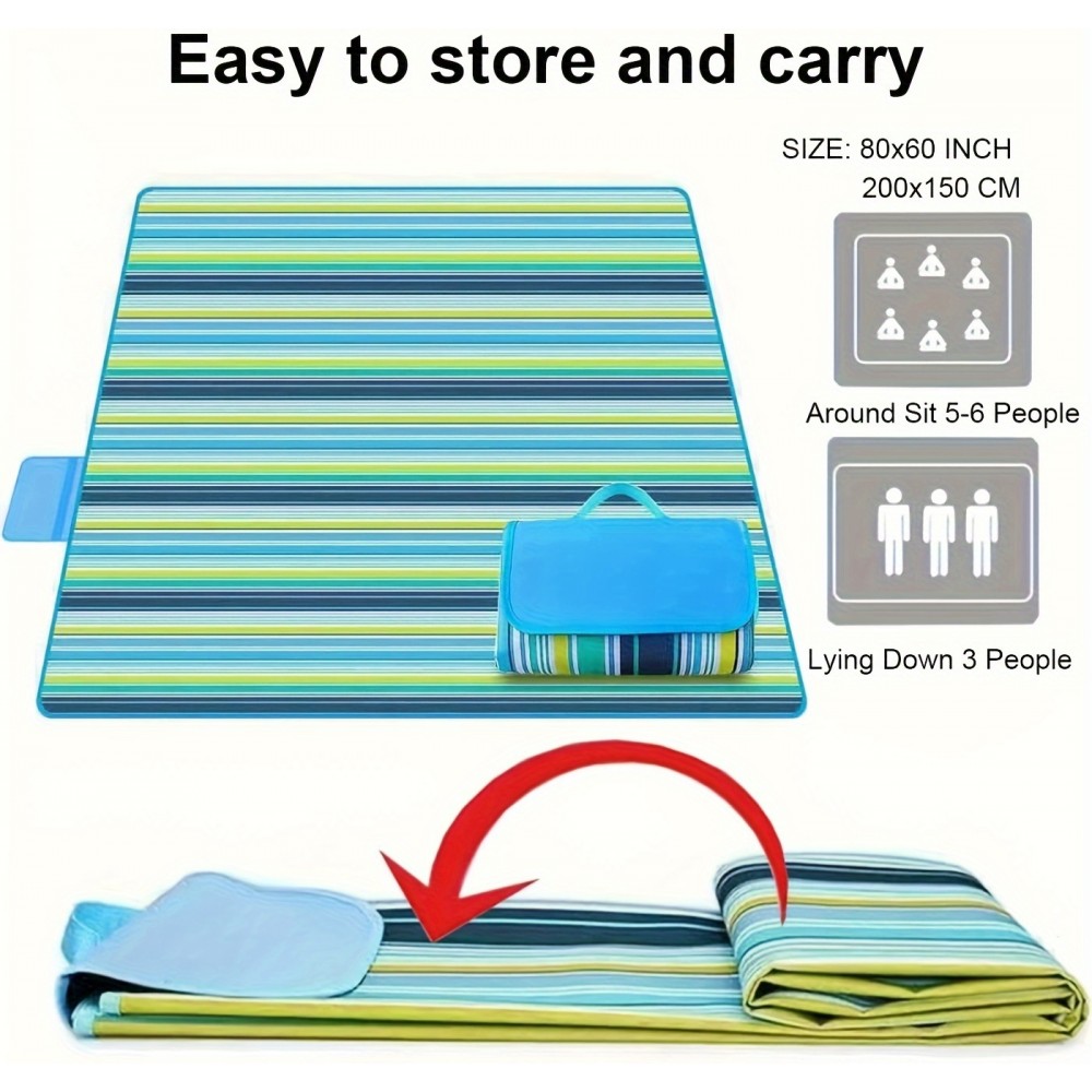 Extra-große tragbare wasserdichte Picknickdecke sandabweisend für Camping, Strand und Park (200 x 200 cm)