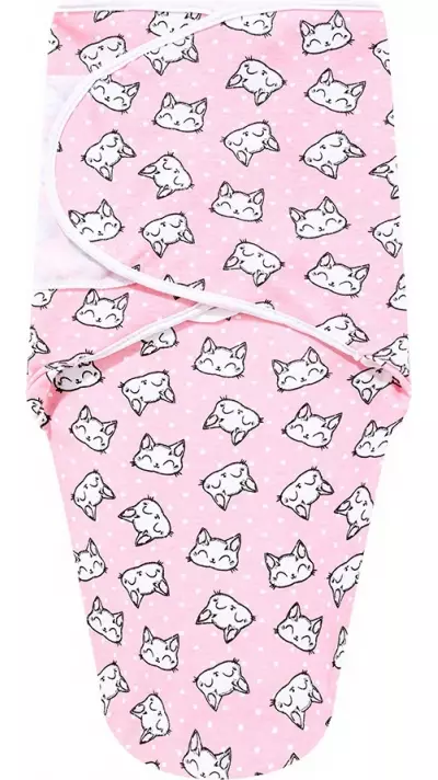 Couverture d'emmaillotage enveloppante sommeil pour bébé (0-3 mois) avec scratch velcro en coton doux - Chats roses