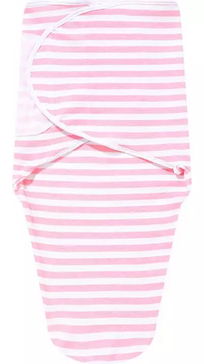 Couverture d'emmaillotage enveloppante sommeil pour bébé (0-3 mois) avec scratch velcro en coton doux - Lignes roses