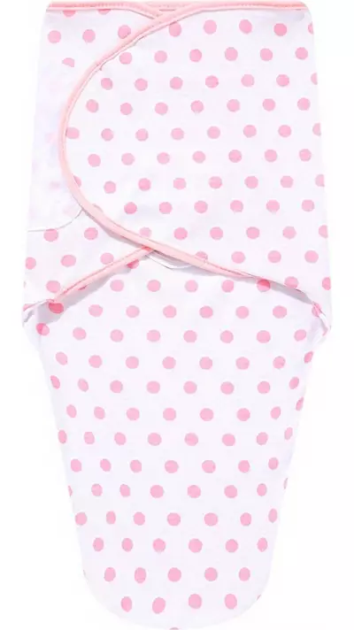 Couverture d'emmaillotage enveloppante sommeil pour bébé (0-3 mois) avec scratch velcro en coton doux - Points roses