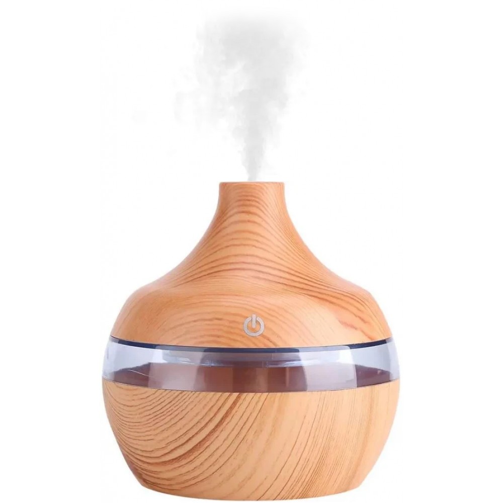 Diffuseur humidificateur Wooden Look bois design 300ml avec lumière LED - Brun clair