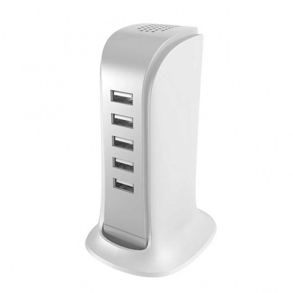 Dudao 5x USB-A Multiport Ladeturm mit integriertem CH-Netzkabel - Weiss