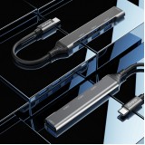 Dudao HUB 4 in 1 USB-C Aluminium multiport mit 4x USB-A Ports (3x USB2.0 / 1x USB-A 3.0) - Schwarz