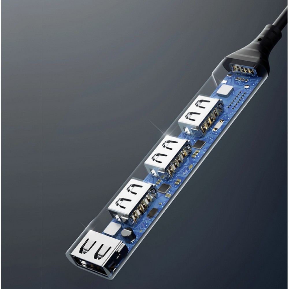 Dudao HUB 4 in 1 USB-C Aluminium multiport mit 4x USB-A Ports (3x USB2.0 / 1x USB-A 3.0) - Schwarz