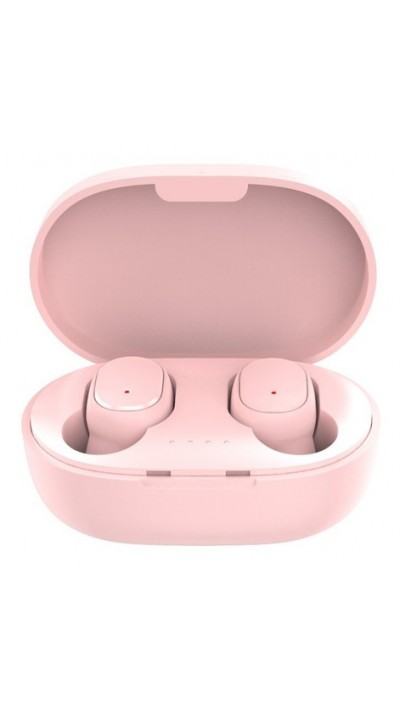 Kabellose Bluetooth Kopfhörer A6S - inkl. Mikrofon, Touch Control und Lade Etui mit LED Anzeige - Rosa