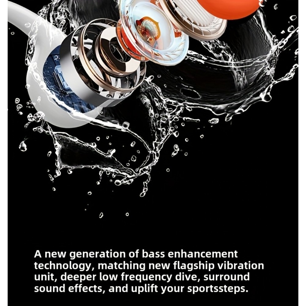 Écouteurs conduction osseuse sans fil Bluetooth 5.4 pour sport et natation (waterproof) avec mémoire intégrée (32 Go) pour musique - Noir
