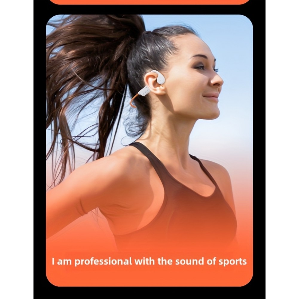 Écouteurs conduction osseuse sans fil Bluetooth 5.4 pour sport et natation (waterproof) avec mémoire intégrée (32 Go) pour musique - Noir