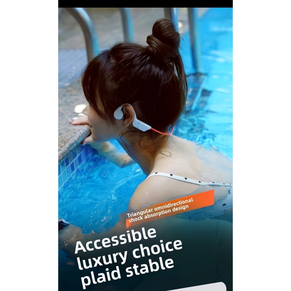 Écouteurs conduction osseuse sans fil Bluetooth 5.4 pour sport et natation (waterproof) avec mémoire intégrée (32 Go) pour musique - Noir