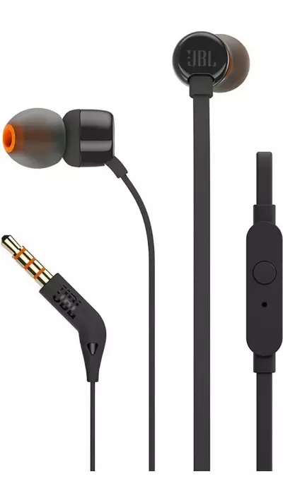 JBL Tune 110 In-Ear Kopfhörer 3.5mm Mini Jack mit Fernbedienung hochwertiger Sound - Schwarz