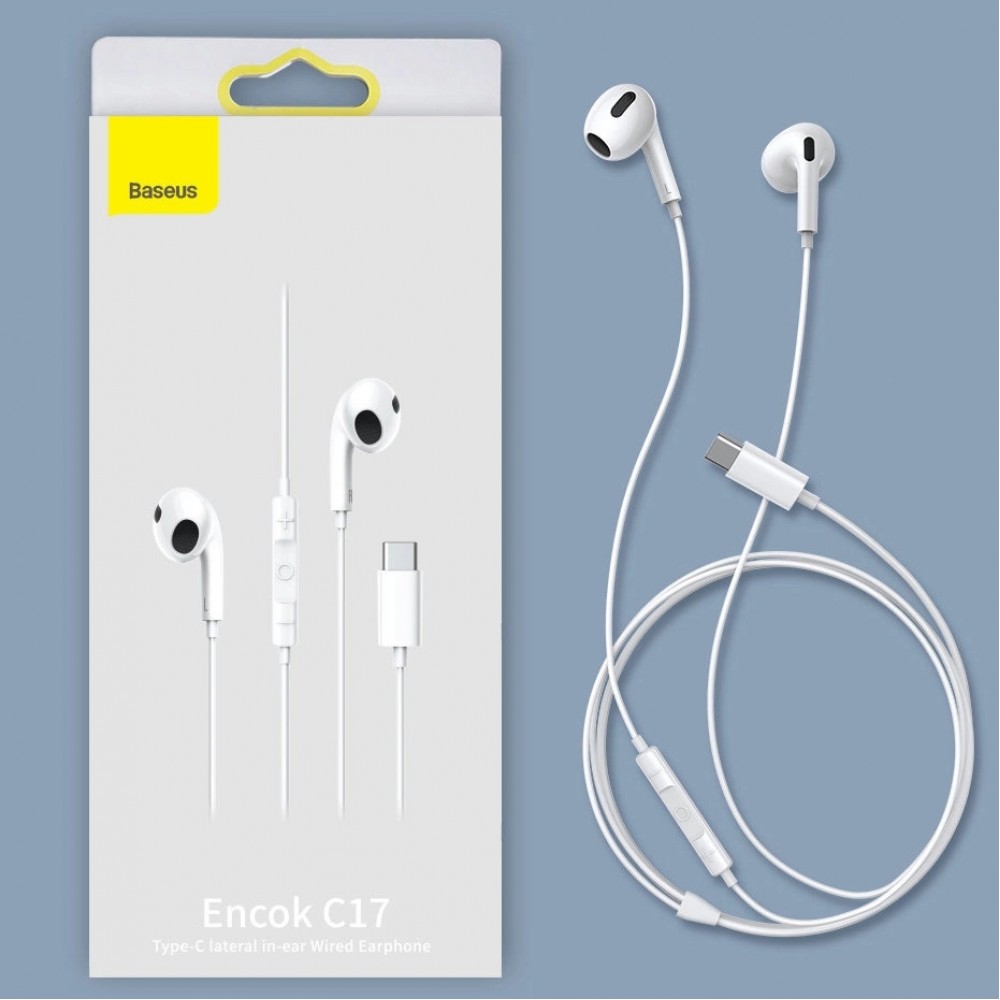 Baseus Encok C17 In-Ear Kabelkopfhörer USB Typ C mit Mikrofon für Smartphone und PC - Weiss