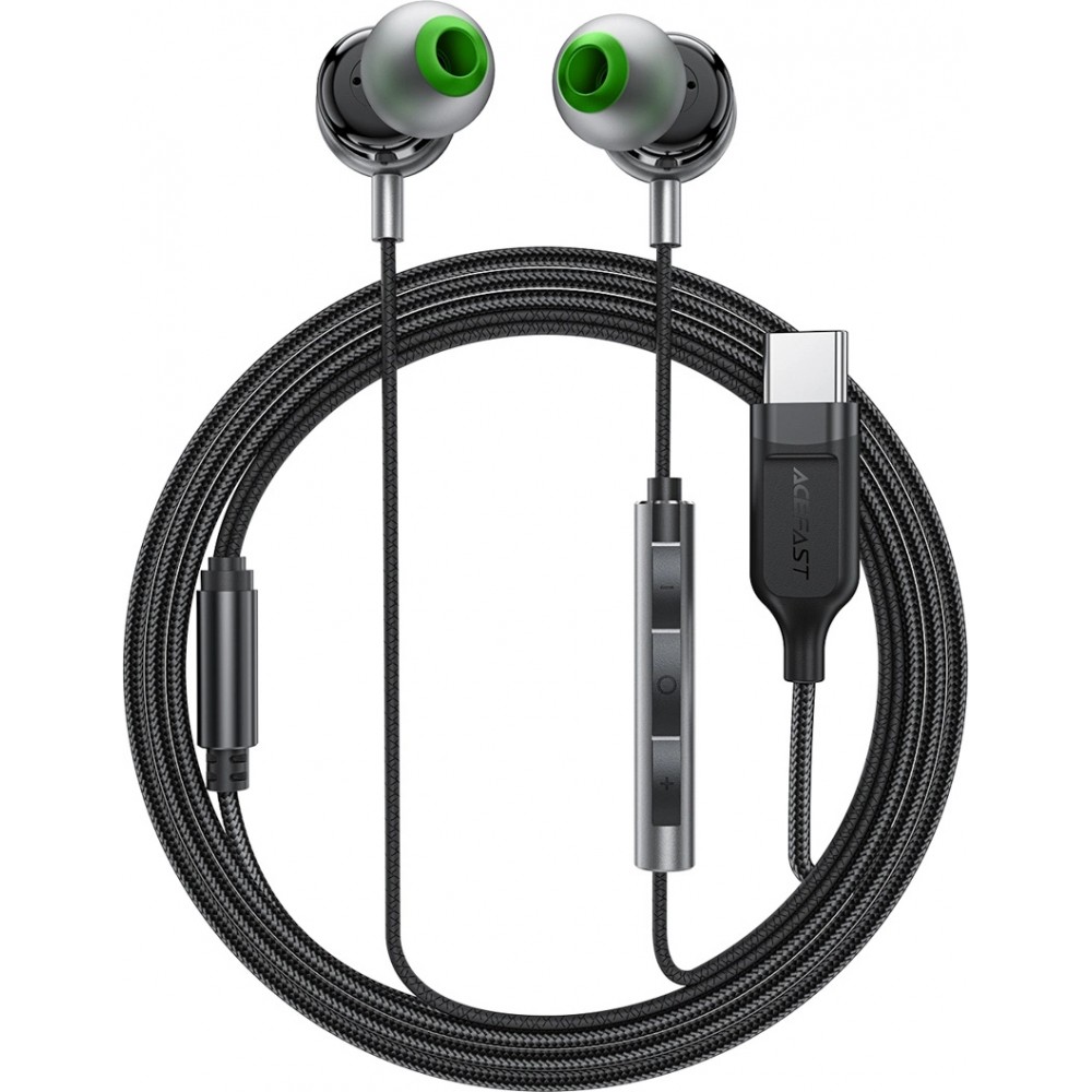 Acefast L5 USB-C In-Ear Kopfh&ouml;rer 1,2m mit Silikon-Ohrst&ouml;pseln - Schwarz