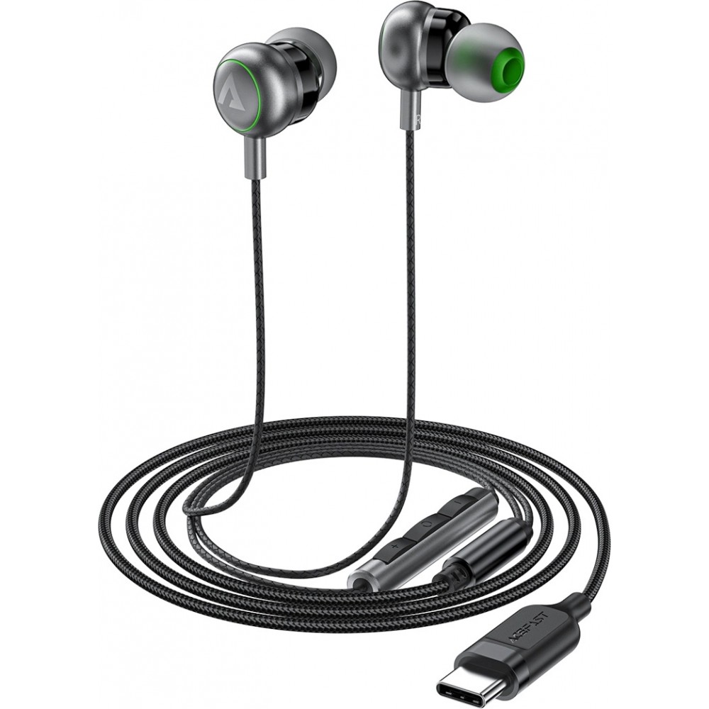 Acefast L5 USB-C In-Ear Kopfh&ouml;rer 1,2m mit Silikon-Ohrst&ouml;pseln - Schwarz