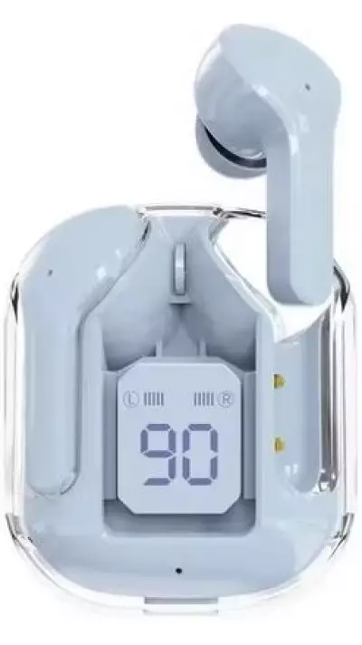 Kabellose Bluetooth-Kopfhörer 5.3 Crystal Pods TWS In-Ear transparent + LED-Anzeige - Blau