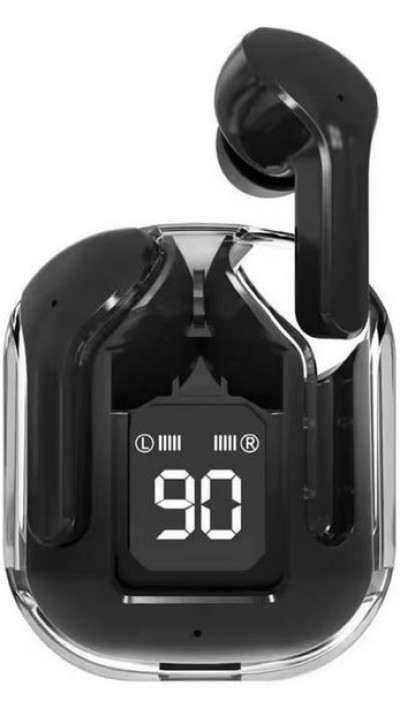 Kabellose Bluetooth-Kopfhörer 5.3 Crystal Pods TWS In-Ear transparent + LED-Anzeige - Schwarz