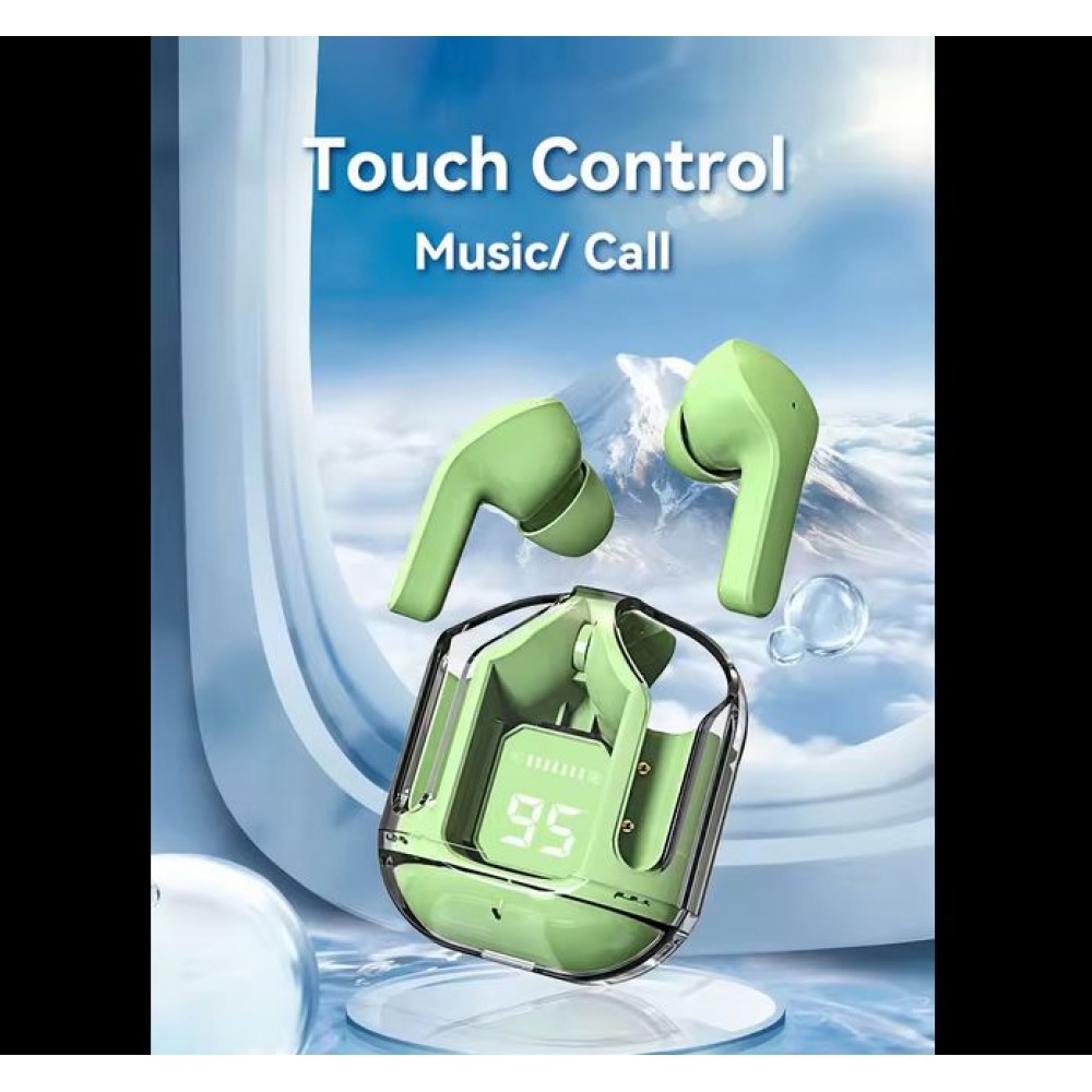 Ecouteurs sans fil Bluetooth 5.3 Crystal Pods TWS In-Ear transparents + affichage LED - Noir