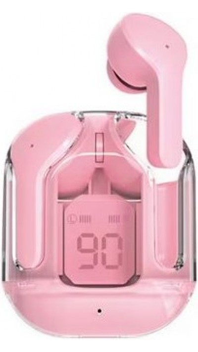 Kabellose Bluetooth-Kopfhörer 5.3 Crystal Pods TWS In-Ear transparent + LED-Anzeige - Rosa