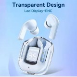 Kabellose Bluetooth-Kopfhörer 5.3 Crystal Pods TWS In-Ear transparent + LED-Anzeige - Rosa