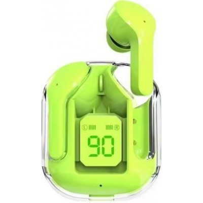 Kabellose Bluetooth-Kopfhörer 5.3 Crystal Pods TWS In-Ear transparent + LED-Anzeige - Grün