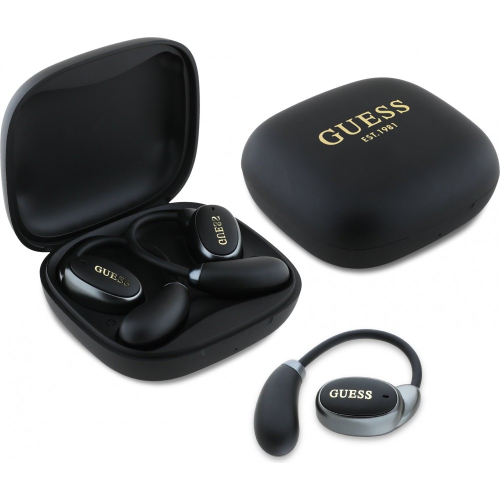 Ecouteurs sans fil Bluetooth Guess OWS à conduction osseuse satin soft touch - Noir