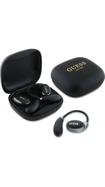 Guess Bluetooth Knochenleitende Kabellose Ohrhörer OWS Satin Soft Touch - Schwarz