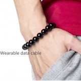 Elegantes Perlen Armband 2 in 1 Ladekabel mit integriertem USB-C Anschluss - Rosa