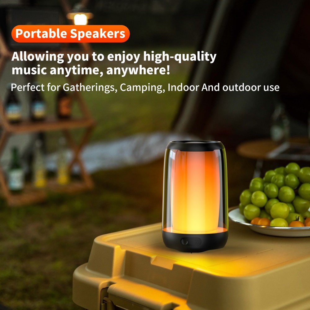 Enceinte Bluetooth 5.3 QERE HF22 5W 3D Surround Sound lumière LED IPX5 & USB-C - Noir