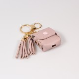 Lederhülle Tasche Case AirPods 1 / 2 - mit Fransen, Mini-Handtasche mit Schlüsselanhänger - Hellrosa