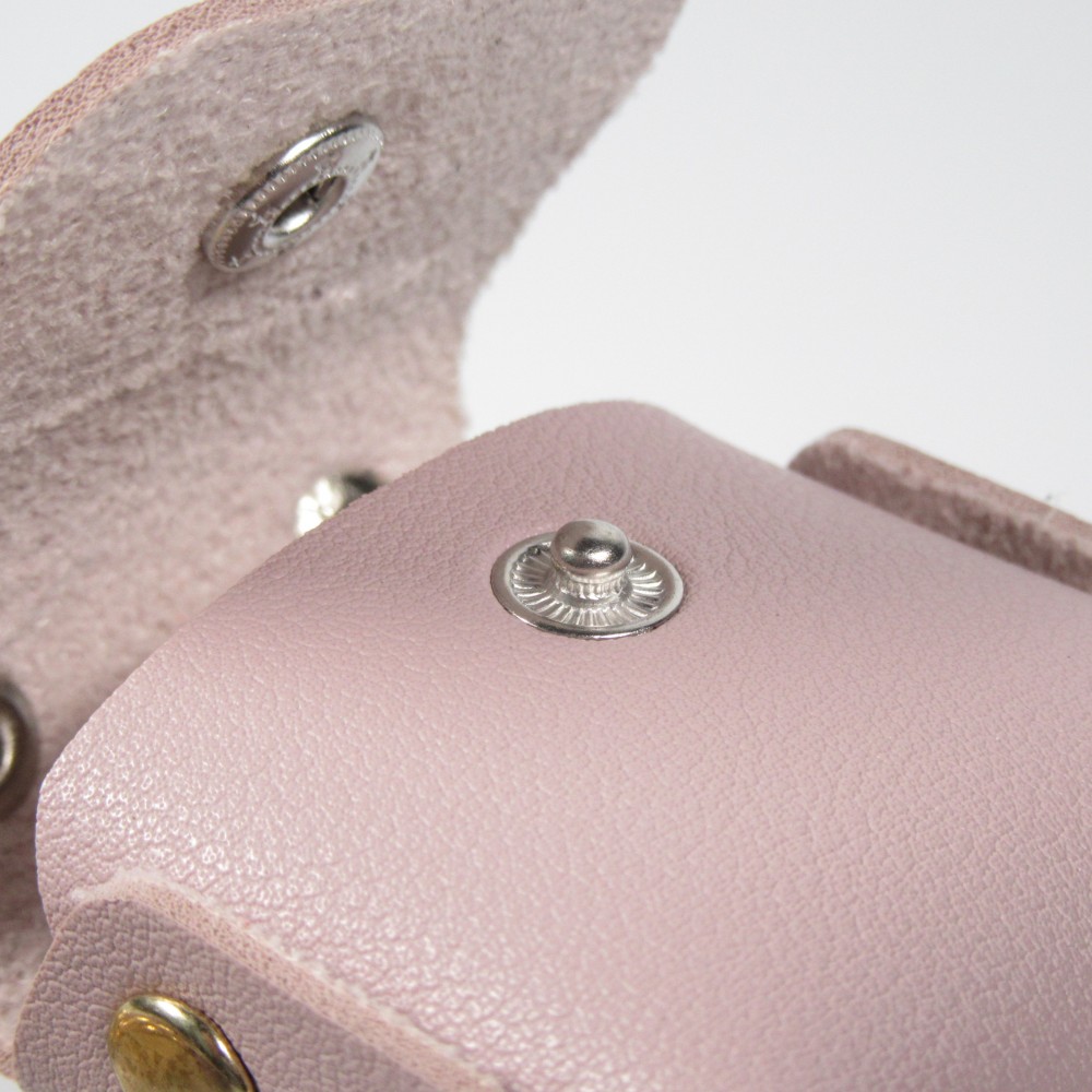 Lederhülle Tasche Case AirPods 1 / 2 - mit Fransen, Mini-Handtasche mit Schlüsselanhänger - Hellrosa