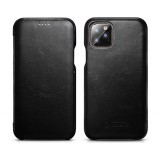 Lederhülle iPhone 11 Pro Max - ICARER mit Klappe - Schwarz