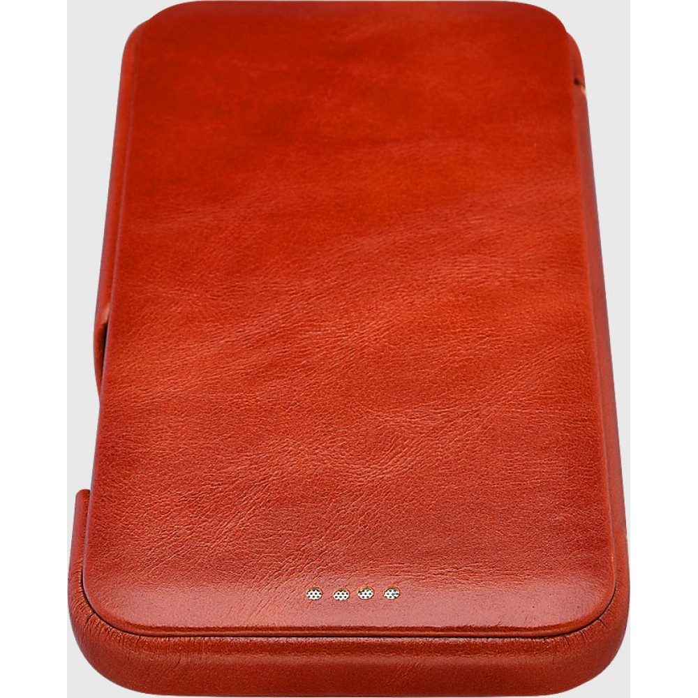 Lederhülle iPhone 12 Pro Max - ICARER mit Klappe - Rot