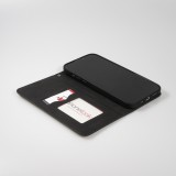iPhone 13 Leder Tasche - Flip Wallet vintage mit Magnetverschluss und Kartenhalter - Schwarz