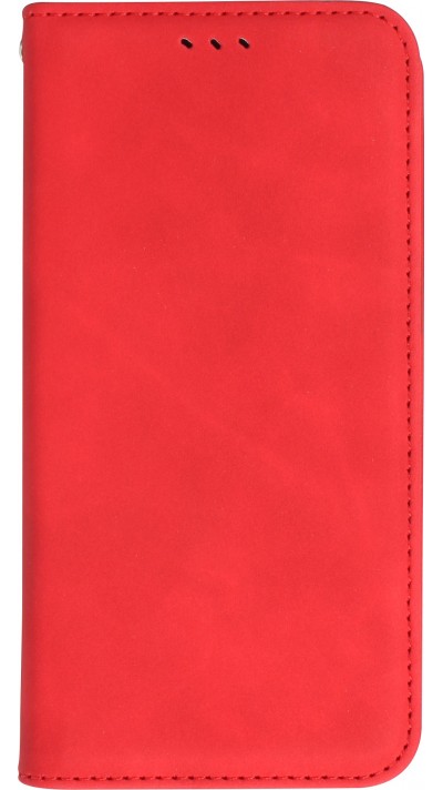 iPhone 15 Leder Tasche - Flip Wallet vintage mit Magnetverschluss und Kartenhalter - Rot