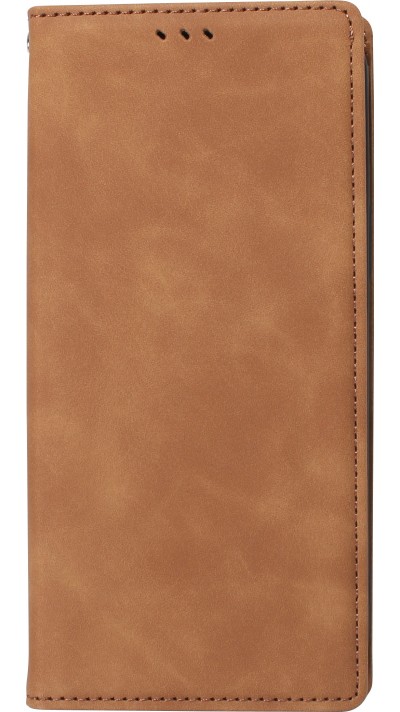 iPhone 16e Leder Tasche - Flip Wallet vintage mit Magnetverschluss und Kartenhalter - Braun