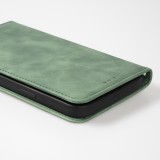 Leder Tasche Case iPhone 13 Pro - Flip Wallet vintage mit Magnetverschluss und Kartenhalter - Dunkelgrün