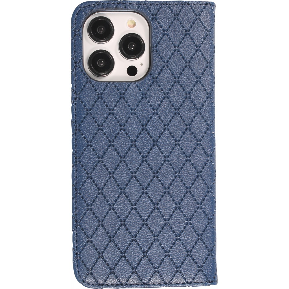 iPhone 14 Pro Leder Tasche - Flip Wallet prestige Design - Blau