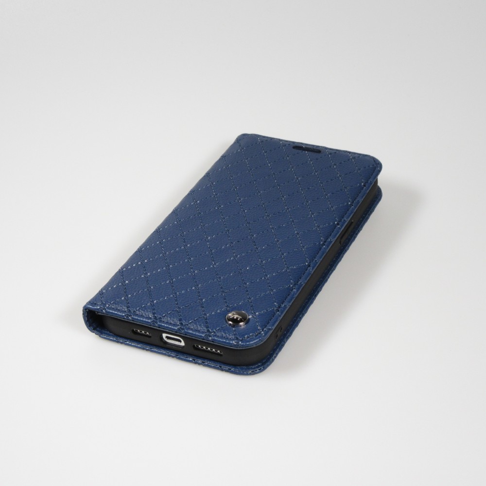iPhone 14 Pro Leder Tasche - Flip Wallet prestige Design - Blau