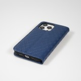 iPhone 14 Pro Leder Tasche - Flip Wallet prestige Design - Blau