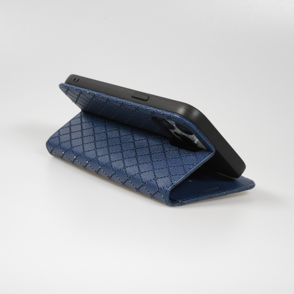 iPhone 14 Pro Leder Tasche - Flip Wallet prestige Design - Blau