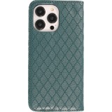 iPhone 14 Pro Max Leder Tasche - Flip Wallet prestige Design - Grün