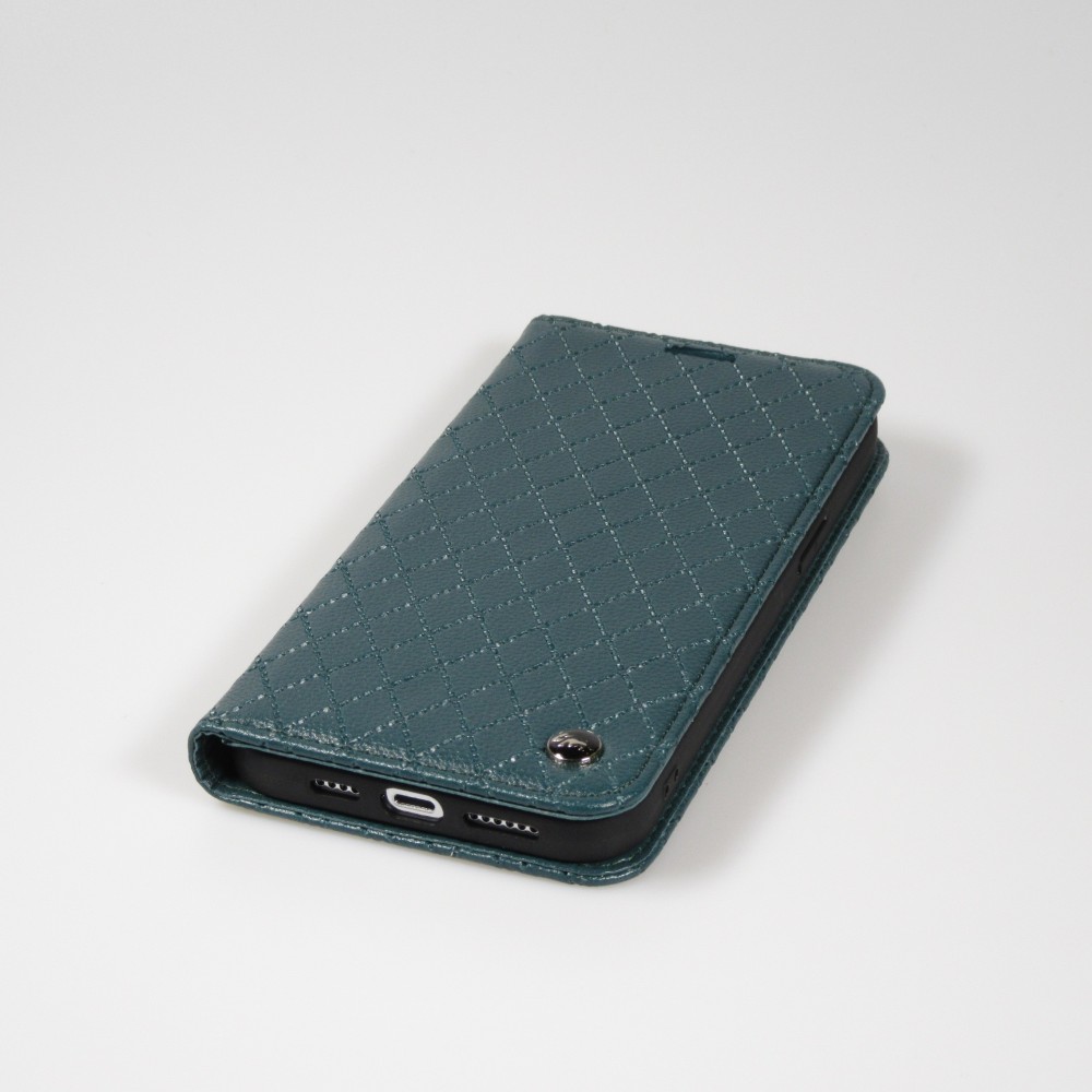 iPhone 14 Pro Max Leder Tasche - Flip Wallet prestige Design - Grün