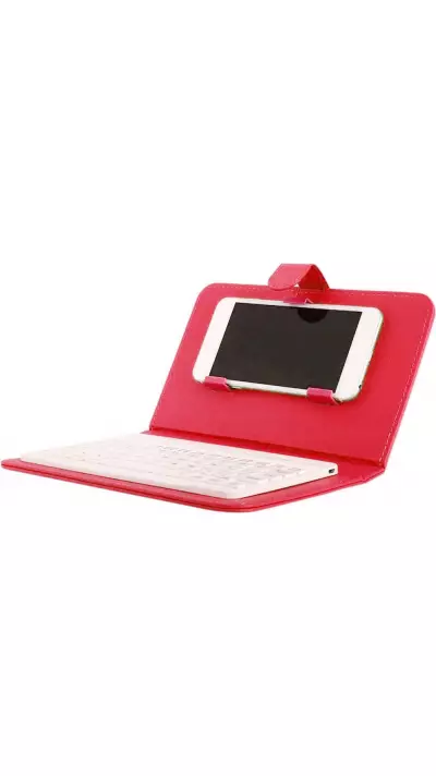 Universelle Smartphone Hülle mit abnehmbarer Bluetooth-Tastatur - Rot