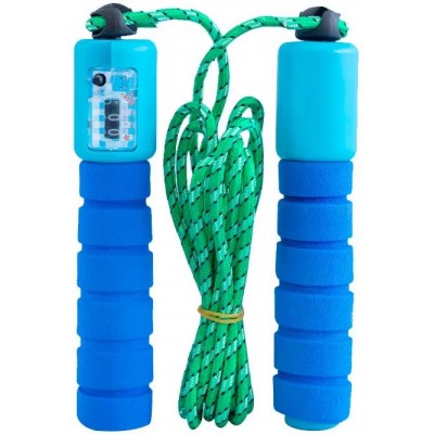 Fitness Springseil PVC Soft-touch Griffe mit integriertem Zähler - Blau