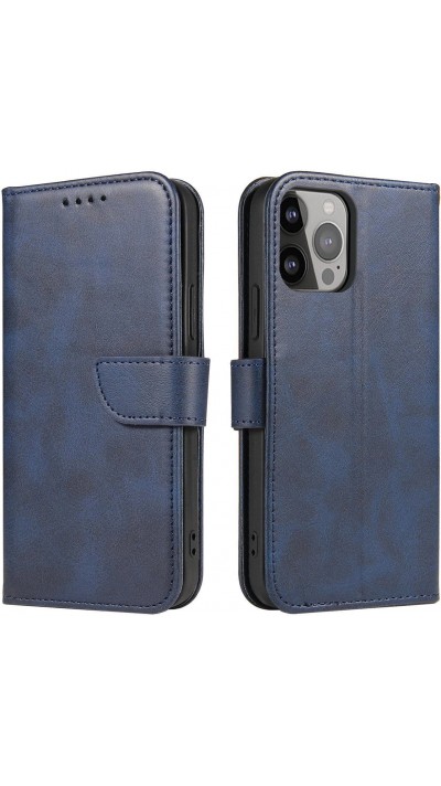 Galaxy S25+ Case Hülle - Flip Lederhülle mit Magnetverschluss - Dunkelblau