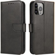 Galaxy S25 Case H&uuml;lle - Leder Flip Case mit Magnetverschluss - Schwarz