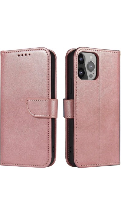 Galaxy S25+ Case Hülle - Magnetverschluss Flip Lederhülle - Rosa