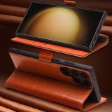 Samsung Galaxy S25 Case Hülle - Flip Qialino Echtleder mit magnetischem Verschluss - Schwarz