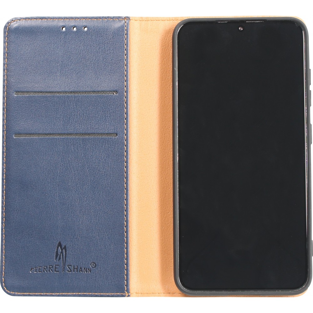 Galaxy S23 Case Hülle - Flip Fierre Shann Echtleder - Blau