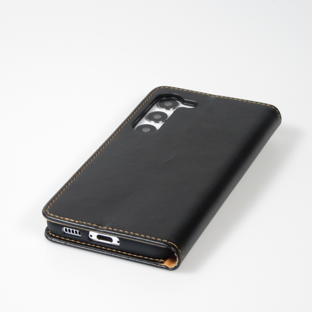 Fourre Samsung Galaxy S23+ - Flip Shierre Shann cuir véritable - Noir